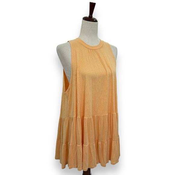 Free People Tiered Tunic Tank Top Size XS Oversized Apricot Orange Right on Time - Picture 2 of 11